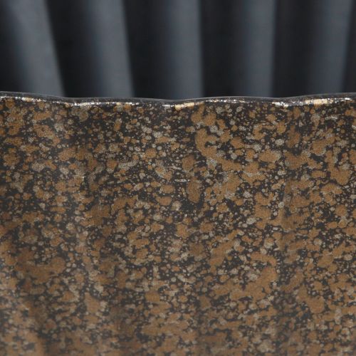 Floristik24 Oval plant pot Planter with grooves Anthracite Gold 24 cm