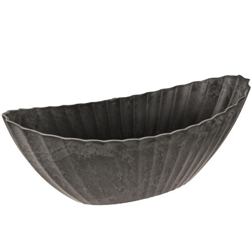 Floristik24 Plant bowl with grooves oval boat anthracite 36cm