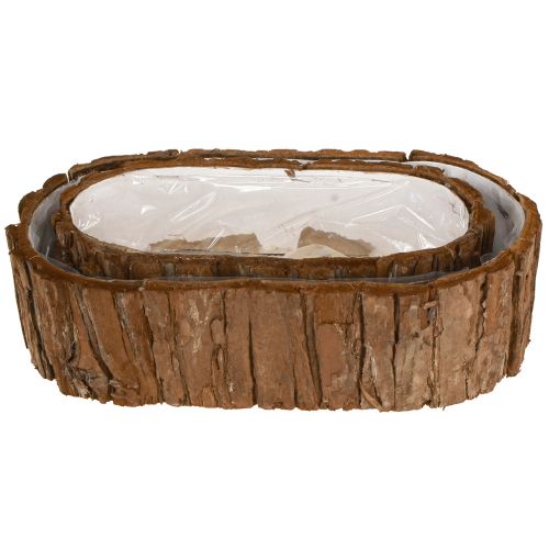 Product Plant bowl oval bark natural 30.5×15cm / 24×11cm set of 2