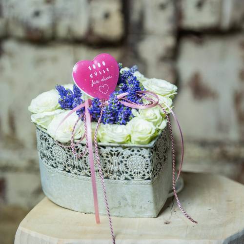 Floristik24 Heart planter metal planter Vintage set of 3