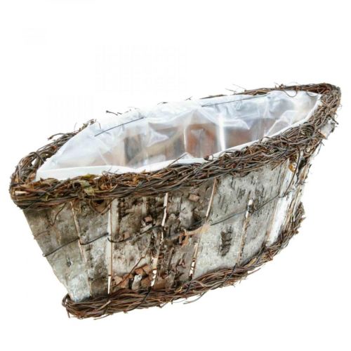 Plant bowl oval jardiniere birch bark vines 36x13x12cm