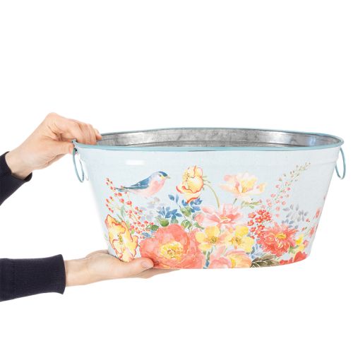 Planting bowls, spring, planters for flowers/birds, oval metal container L39/31/24.5cm, set of 3 | Floristik24.ie