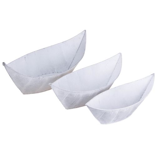 Floristik24 Plant bowl boat metal white silver 54.5/48/42cm set of 3