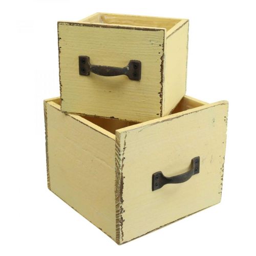 Product Plant drawer plant box wood yellow 12.5/16cm set of 2