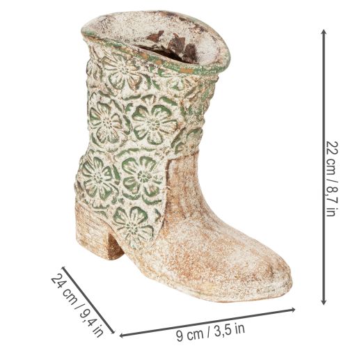 Flower pot cowboy boot plant shoe vintage floral pattern 24cm | Floristik24.ie