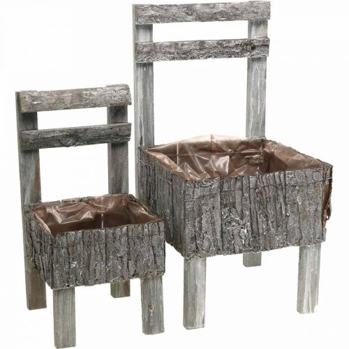 Floristik24 Chairs for planting, planter, garden decoration Shabby Chic, white washed set of 2