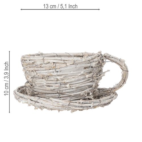 Product Teacup made of natural material with rustic charm for exclusive indoor decoration 13cm