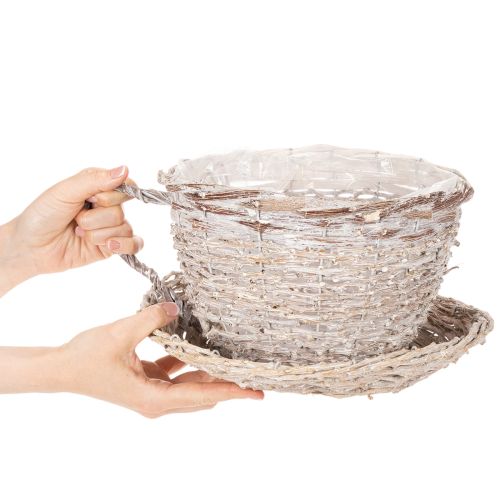 Basket cup with saucer decoration large table decoration 34cm | Floristik24.ie
