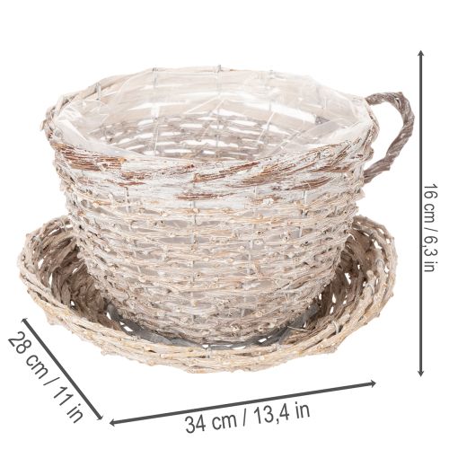 Basket cup with saucer decoration large table decoration 34cm | Floristik24.ie