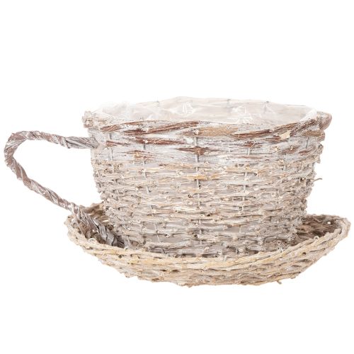 Basket cup with saucer decoration large table decoration 34cm | Floristik24.ie