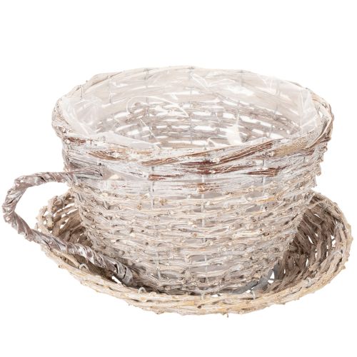 Basket cup with saucer decoration large table decoration 34cm | Floristik24.ie