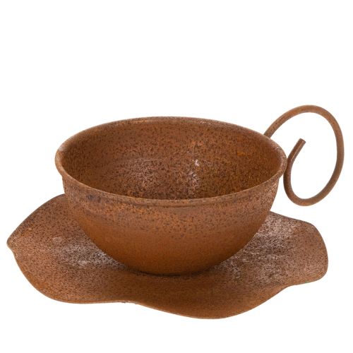 Vintage rust-colored plant pot and saucer, Ø17.5cm H6cm buy online | Floristik24.ie