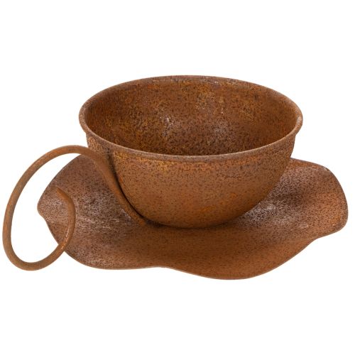 Vintage rust-colored plant pot and saucer, Ø17.5cm H6cm | Floristik24.ie
