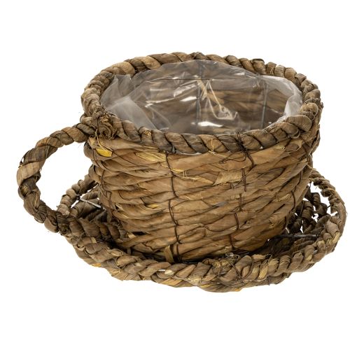 Product Planting cup with saucer, small straw planting basket, Ø17cm H13cm