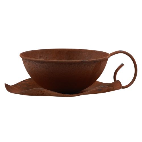 Floristik24 Plant cup with saucer vintage rust Ø17.5cm H6cm