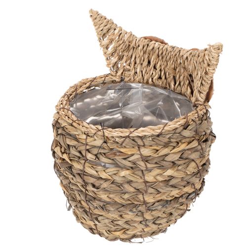 Handwoven owl basket decoration for windowsill, 18cm | Floristik24.ie