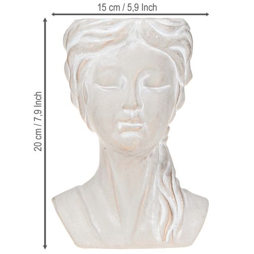 Product Plant pot female bust vintage planter cast stone H20cm
