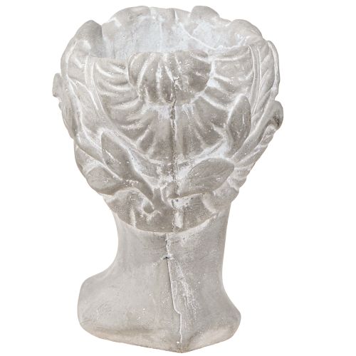Product Plant Pot Woman&#39;s Head Decorative Planter White Washed 15×16×21cm