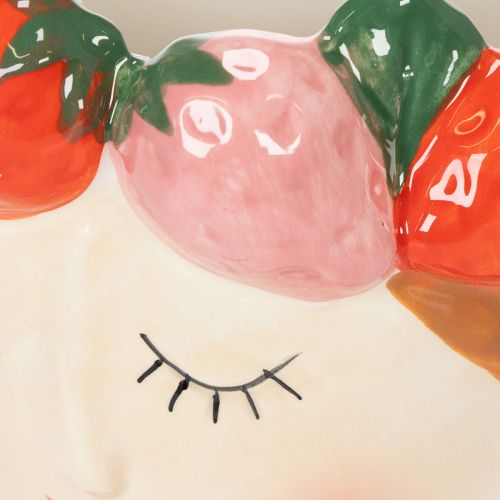Product Girl's face in a flower pot with sleeping strawberries, decoration for living room, spring, 13cm