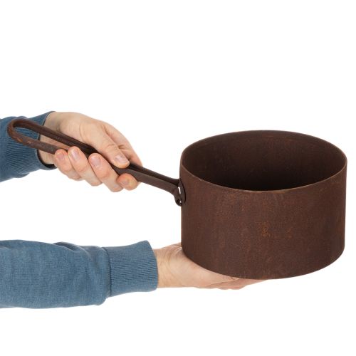 Metal plant pot, planter, rust-colored pan, decorative item, Ø20cm H11cm | Floristik24.ie