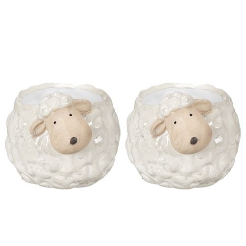 Product Sheep-shaped ceramic planter, decorative plant bowl for garden and home, 2 pieces