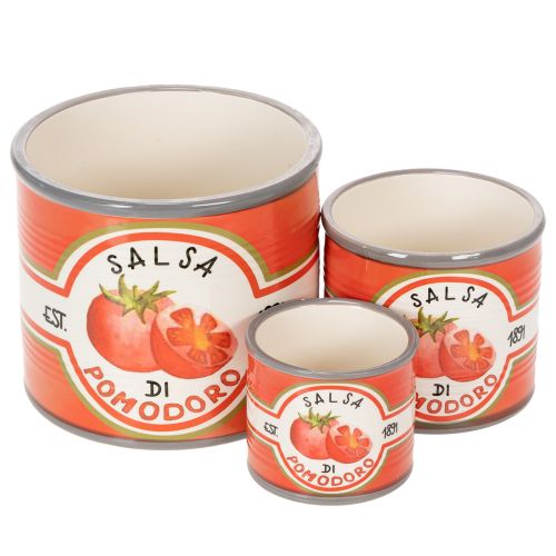 Decorative ceramic plant pots with tomato design for stylish home accents, 14cm, set of 3
