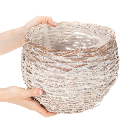 Round woven basket, large decorative basket for planting, 23cm | Floristik24.ie