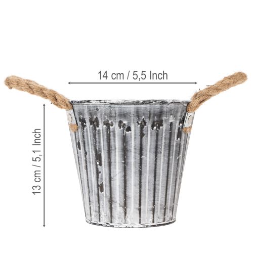 Plant pot with handles, metal planter, decorative pot for planting Ø14.5cm | Floristik24.ie