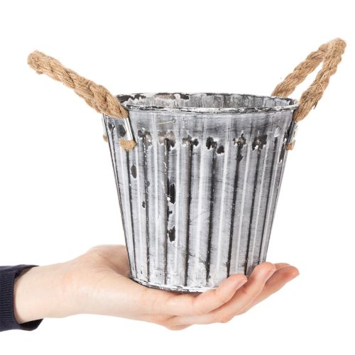 Plant pot with handles, metal planter, decorative pot for planting Ø14.5cm | Floristik24.ie