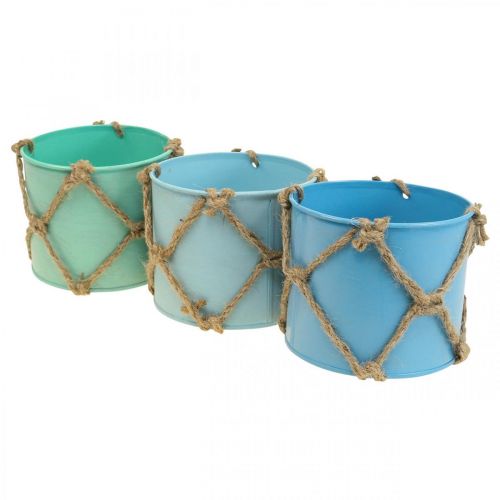 Floristik24 Plant pot, flower pot metal, jute cord H10.5cm 3pcs
