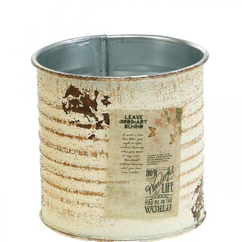 Floristik24 Plant pot decorative tin cream metal tin can Ø8cm H7.5cm