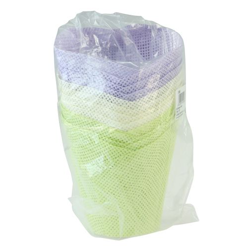 Product Plant pot woven paper green yellow purple Ø9cm H18cm 9 pcs