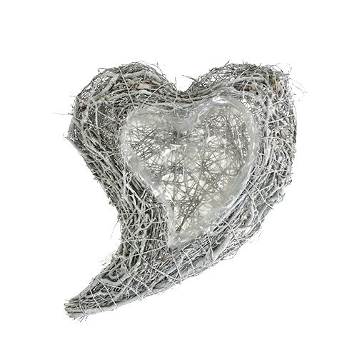 Product White Vine Plant Heart 30x23cm Funeral Decoration 2-Piece Set Grave Cover Decoration