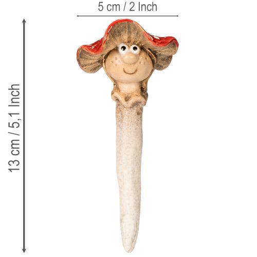 Mushroom Plug Decorative Figure Girl and Boy Fly Agaric with Face 13cm 2pcs | Floristik24.ie