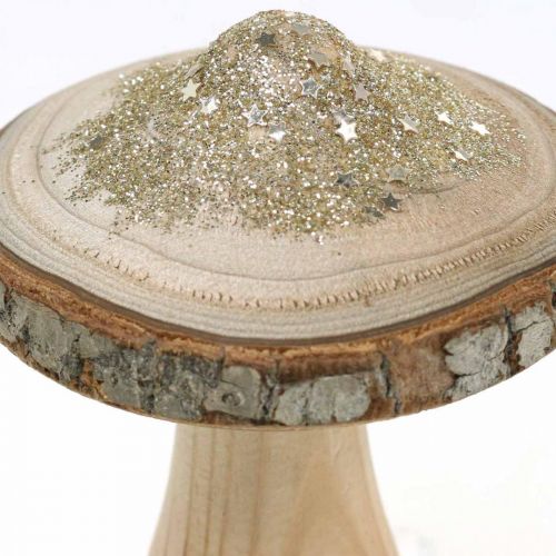 Floristik24 Wooden mushroom bark and glitter deco mushrooms wood H11cm 3pcs