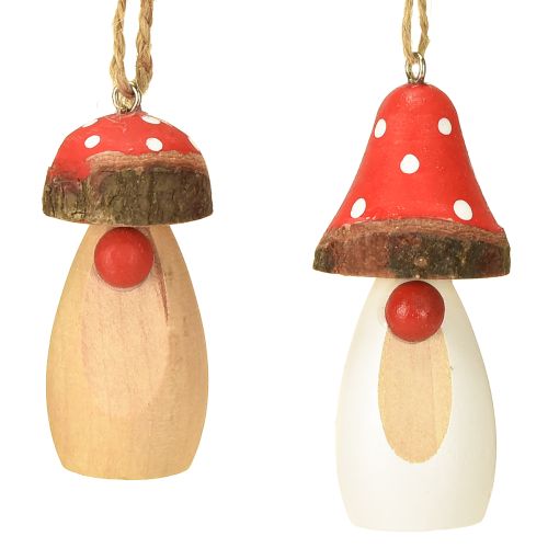 Mushroom for hanging wood white, brown assorted 6.5/8cm 8 pcs