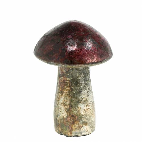 Floristik24 Decorative mushroom metallic finish glass raspberry color, silver H10cm
