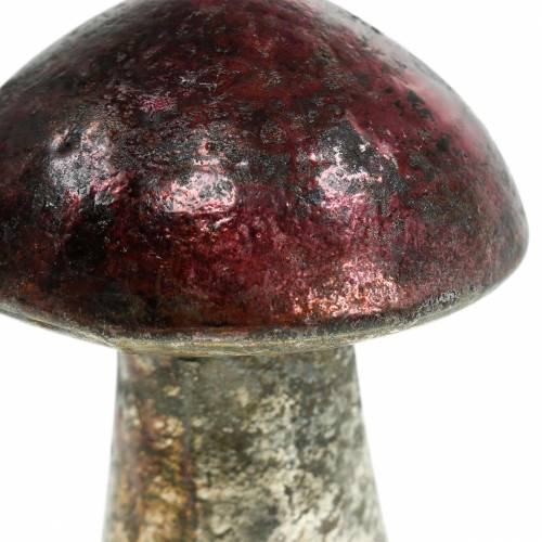 Floristik24 Decorative mushroom metallic finish glass raspberry color, silver H10cm