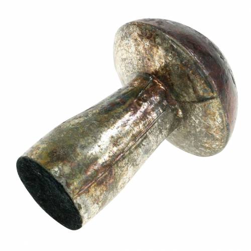 Floristik24 Decorative mushroom metallic finish glass raspberry color, silver H10cm