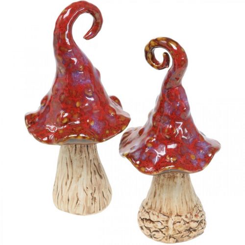 Ceramic mushrooms magic forest red decorative mushroom ceramic decoration H16cm 2pcs
