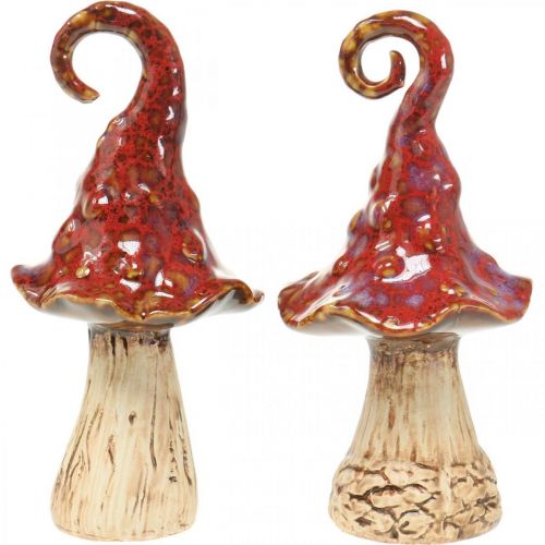 Floristik24 Ceramic mushrooms magic forest red decorative mushroom ceramic decoration H16cm 2pcs