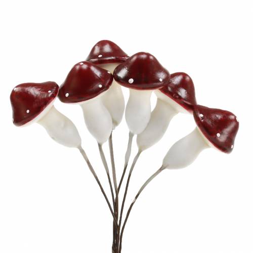 Floristik24 Toadstools on wire red, white 2cm 48pcs
