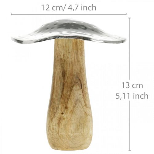 Floristik24 Deco mushroom metal wood silver, natural autumn decoration 13cm