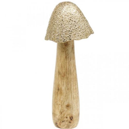 Decorative mushroom large metal wood golden, nature decorative figure autumn 32cm