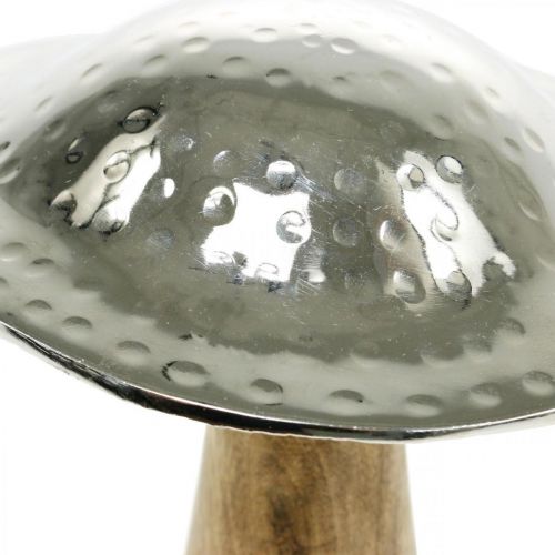 Floristik24 Decorative mushroom metal wood silver, nature decorative figure autumn 18cm