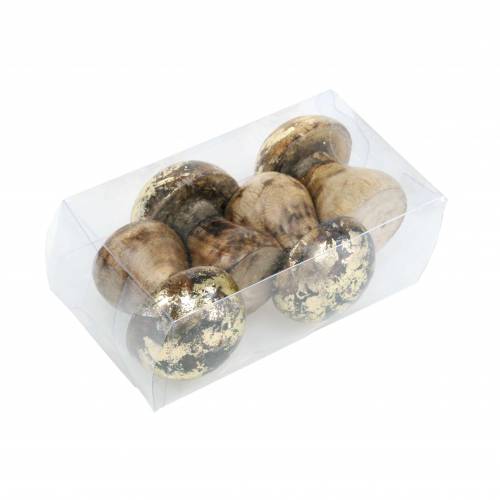 Floristik24 Wooden mushroom golden, natural mango wood Ø5cm H6.5cm 4pcs