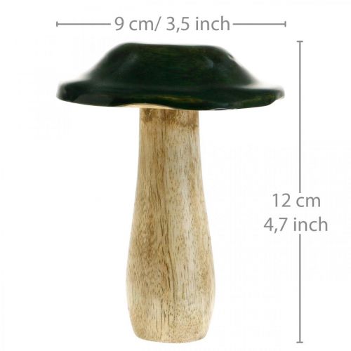Floristik24 Mushroom green mango wood autumn decoration made of wood Ø9cmH11cm 2pcs