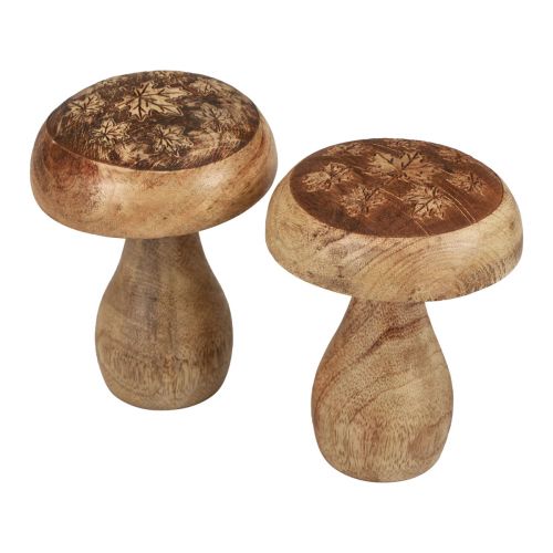 Floristik24 Wooden mushrooms decorative mushrooms wood natural autumn decoration Ø10cm H12cm 2pcs