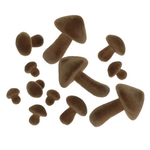 Mushrooms brown flocked 12pcs