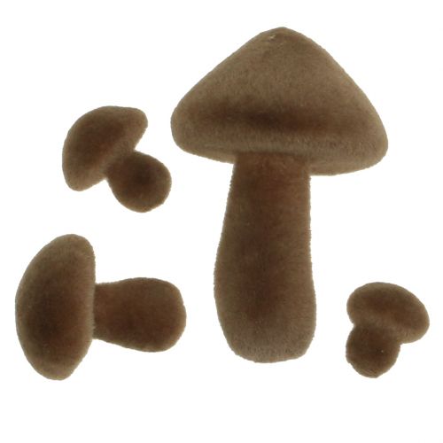 Floristik24 Mushrooms brown flocked 12pcs